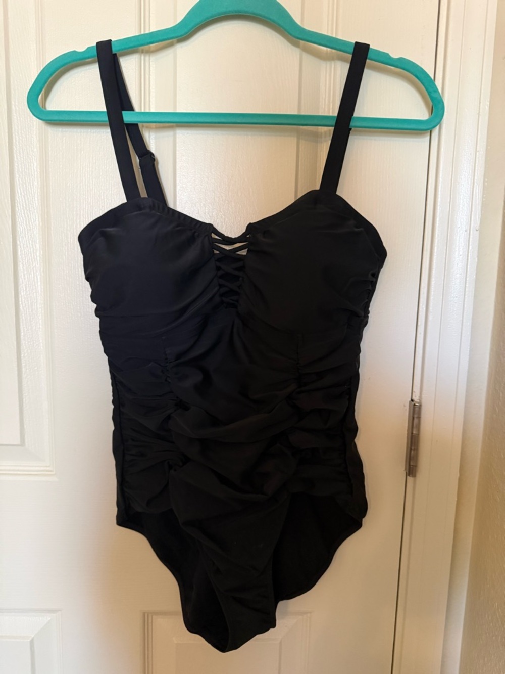 torrid Black Lace-Up Ruched One-Piece Swimsuit